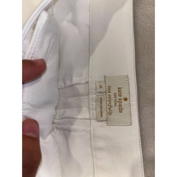 Kate Spade High Waist Straight Leg Womens White Cotton Pants Size 0 - Picture 6 of 10